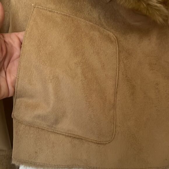 Chico’s Tan Faux Shearling and Faux Suede Leather Jacket Size Small - Picture 8 of 15